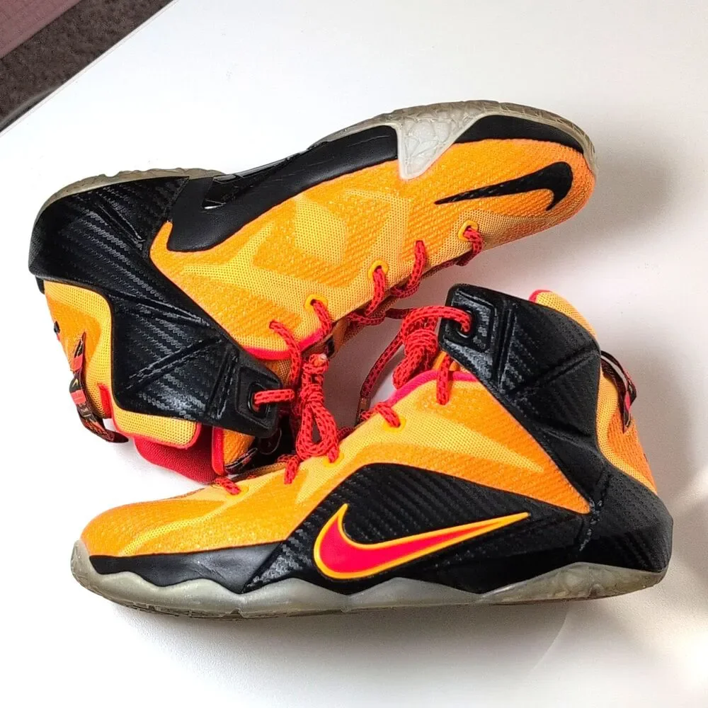 Nike LeBron 12 XII GS Laser Orange Sneakers 685181-830 Size 5.5y, Wmn 7.5